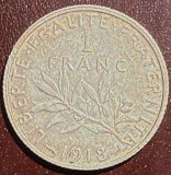 FRANTA MONEDA ARGINT 1 FRANC 1918/ AG.(.835)/ 5 g./ 23 mm./ SE VINDE PRODUSUL DIN POZE, Europa