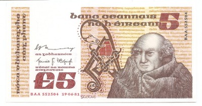 Irlanda 5 Pounds / Phunt 19.06.1981 - Central Bank of Ireland, P-71 UNC !!! foto