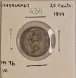434 Netherlands, Olanda, 25 Cents - Willem II, 1849, KM#76, Europa