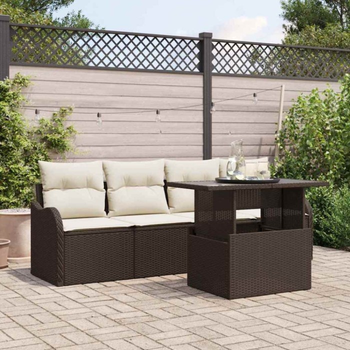 vidaXL Set de canapele pentru grădină 5 pcs Maro 100 x 55 x 73 cm 3357101