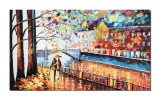 Tablou GIGANT indragostiti pictat manual, O seara linistita, 120x70cm ulei pe panza in relief efect 3D