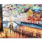 Tablou GIGANT indragostiti pictat manual, O seara linistita, 120x70cm ulei pe panza in relief efect 3D