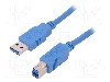 Cablu USB A mufa, USB B mufa, USB 3.0, lungime 3m, albastru, QOLTEC - 52310