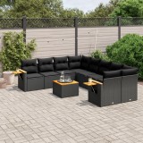 Cumpara ieftin Set mobilier de grădină cu perne, 9 piese, negru, poliratan