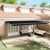 VidaXL Marchiză retractabilă automată cu LED Neagră 600x350 cm