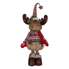 Figurină Decorativă Crăciun, Cerb, Picioare Extensibile, Haină Zakar, Fular Roșu, 108-150cm