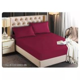 Cumpara ieftin Husa de Pat Tercot cu Elastic + 2 Fete de Perna pentru Pat Dublu Bordo - EAT207
