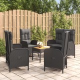 Cumpara ieftin Set mobilier de grădină cu perne, 5 piese, negru, poliratan