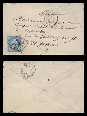 France 1872 Postal History Rare Cover Nimes to Paris D.167 foto