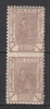 ROMANIA 1900/1906 LP 54 b REGELE CAROL I SPIC DE GRAU PERECHE 1 BANI BRUN INCHIS EROARE NEDANTELAT ORIZONTAL GUMA ORIGINALA STARE MNH/SARNIERA, Nestampilat