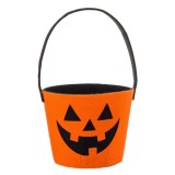Găleată decorativă din fetru cu model dovleac, Halloween, &Oslash;13.5x10.5 cm, CMCLASS