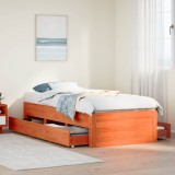 VidaXL Cadru pat fără saltea/cu sertare maro 90x190 cm lemn masiv pin