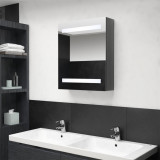 Dulap de baie cu oglinda si LED, gri stralucitor, 50x14x60 cm GartenMobel Dekor, vidaXL