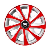 Set 4 capace roti 14 inchi R14 Drift Rosu-Gri, Compatibil cu Dacia
