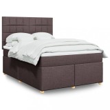 VidaXL Pat box spring cu saltea, maro &icirc;nchis, 140x200 cm, textil 3291278