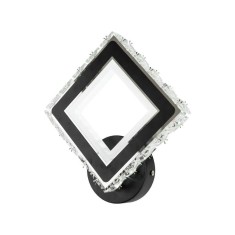 Aplica LED TERRANO cu Cristale, Patrat, 24W, Lumina Rece/Calda/Neutra, Negru &amp; Inox ModernLight Concept