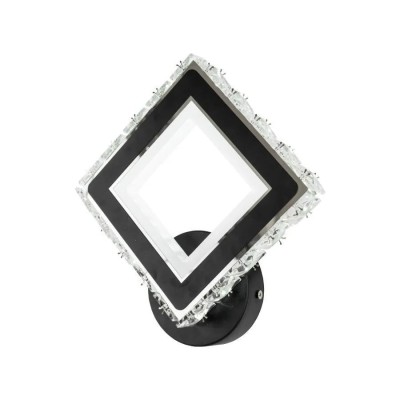 Aplica LED TERRANO cu Cristale, Patrat, 24W, Lumina Rece/Calda/Neutra, Negru &amp;amp; Inox ModernLight Concept foto