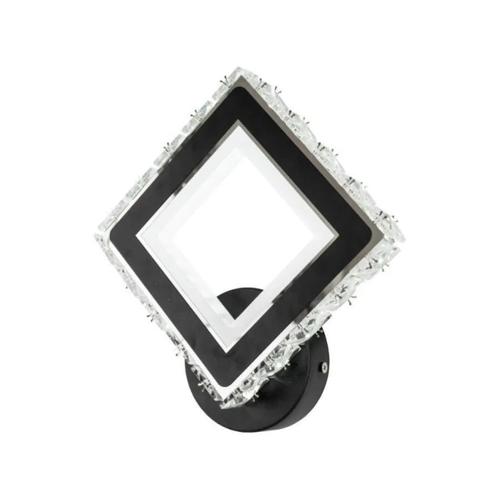 Aplica LED TERRANO cu Cristale, Patrat, 24W, Lumina Rece/Calda/Neutra, Negru &amp; Inox ModernLight Concept