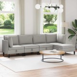 vidaXL Set de mobilier pentru living 5 pcs Gri deschis Țesătură 3413801