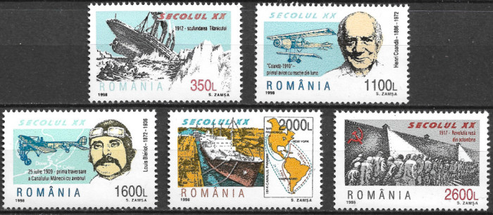 ROM&Acirc;NIA 1998 - LP 1472 - SECOLUL XX (II) - SERIE MNH