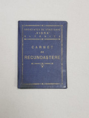 SOCIETATEA DE VANATOARE &amp;#039; VIDRA &amp;#039; OLTENITA - CARNET DE RECUNOASTERE , 1934 foto