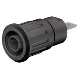Soclu Banană 4mm 24A 1kV Negru Nichelat Alamă