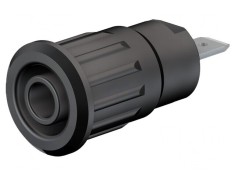 Soclu Banană 4mm 24A 1kV Negru Nichelat Alamă