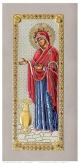 Icoana argintata - Maica Domnului Gerontissa - Sporul casei 23x48 cm
