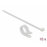 Set 10 bride L 300 x W 7.2 mm + 10 cleme montare 25.4 mm Alb, Delock 18875