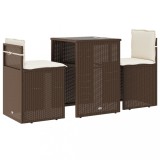 Cumpara ieftin Set bistro cu perne, 3 piese, maro, poliratan