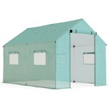 Outsunny Seră de Grădină Tip Tunel 2x3x2 m cu Uși și Ferestre Rulabile, Acoperiș &Icirc;nclinat, Structură din Oțel și Acoperire PE, pentru Grădină Legume F