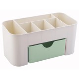 Organizator pentru cosmetice, bijuterii si ceasuri, 1 sertar, 6 compartimente, plastic, crem/verde