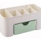 Organizator pentru cosmetice, bijuterii si ceasuri, 1 sertar, 6 compartimente, plastic, crem/verde