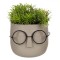 Ghiveci Decorativ Fata cu Ochelari, Plastic, Bej, 11x11x14cm, Planta Artificiala
