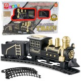 Trenulet de jucarie, locomotiva, vagon marfa, set cu sine, 53 x 48.5 cm, negru, Lean 28094