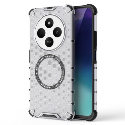 Husa transparenta Xiaomi Redmi 14C Techsuit HoneyComb Shield MagSafe, alb foto