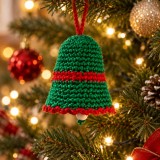 Clopoțel Croșetat Handmade Crăciun Verde Roșu 10 cm - Ornamente Cadou