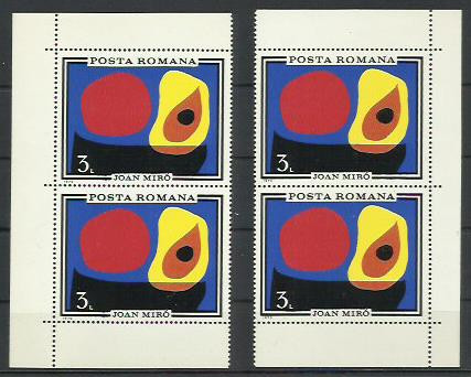 Romania MNH 1970 - Inundatia II pictura Joan Miro - LP 744 X4