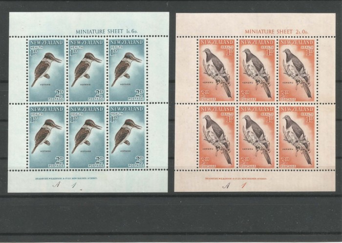 Noua Zeelanda 1961, fauna, pasari, blocuri de 6, Mi.416/417 MNH