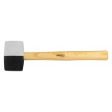 Ciocan de cauciuc alb-negru 58 mm, 450 g, cu maner din lemn NEO