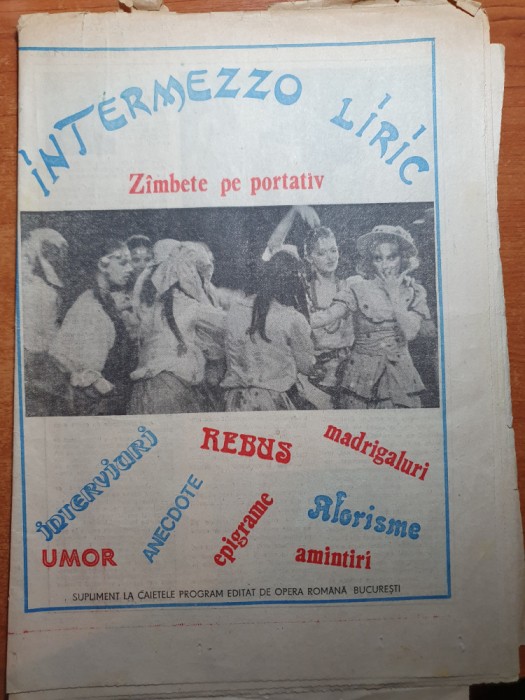 revista intermezzo liric anii &#039;80 -rebus,umor,anecdote,epigrame,amitiri,aforisme