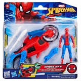 Set figurina cu motocicleta, Spiderman, Web Blast Cycle, 10 cm, F6899, Marvel