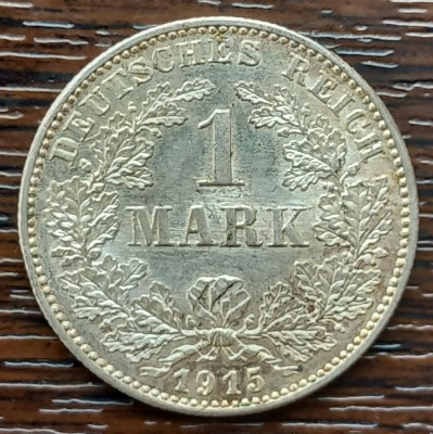 (A330) MONEDA DIN ARGINT GERMANIA - 1 MARK 1915, LIT. G, LUCIU DE BATERE foto