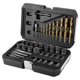 Set extractoare pentru suruburi sparte cu burghie, 40 piese, NEO TOOLS