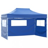 VidaXL Cort de petrecere pliabil cu 3 pereți, albastru, 3 x 4 m, oțel