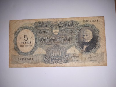 CY - 5 pesos 1969 Argentina foto