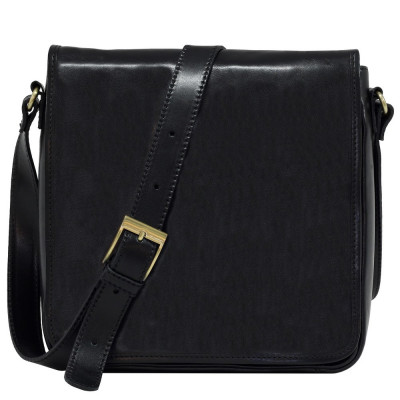 Geanta barbati de umar din piele naturala, crossbody, neagra, GB125 foto