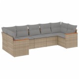 Cumpara ieftin Set canapele de gradina, 7 piese, cu perne, bej, poliratan