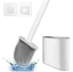 Perie Pentru WC Din Silicon Cu Cap Flexibil Si Suport Autoadeziv foto