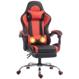 HOMCOM Scaun Gaming Ergonomic cu Masaj, Suport Lombar Reglabil, Piele Ecologică, Suport pentru Picioare, Roșu | Aosom Romania